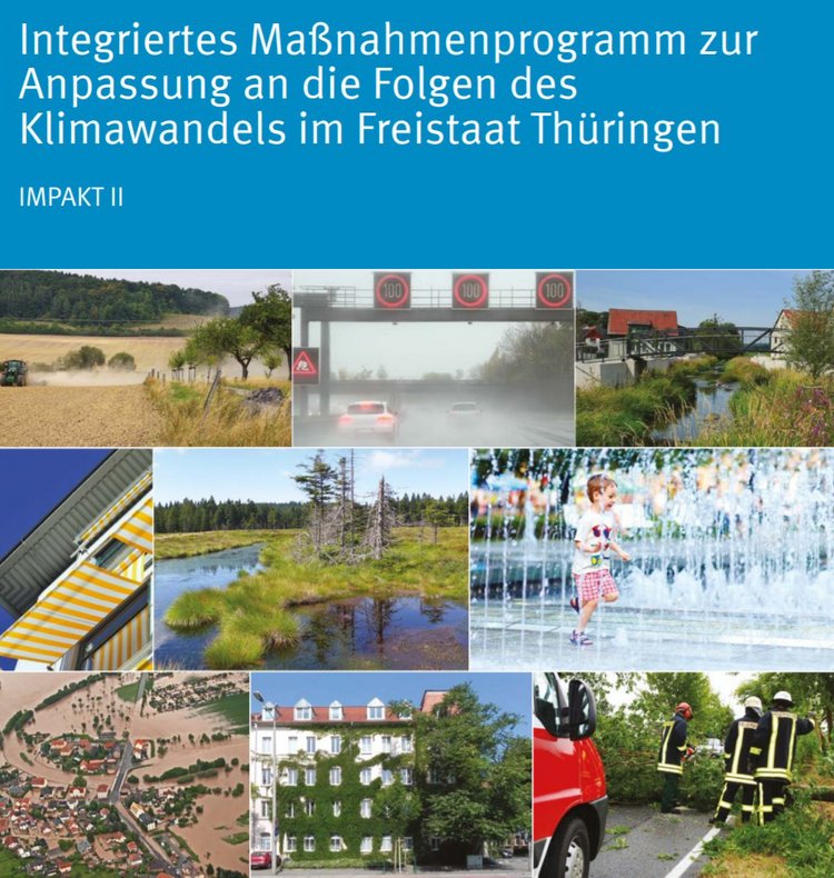 Bildausschnitt des Titelbild: Wiese, Autobahn bei Regen, Brücke durch Dorf, Markise, Sumpfgebiet, Kind im Wasserspiel, Hochwassergebiet, Fassadenbegrünung, Feuerwehr entsorgt Baum, Skilift mit Skifahrer, Solaranlage wird auf Dach befestigt, Pflanzen im Wald