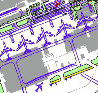 Planausschnitt aus dem Flughafen Frankfurt/Main